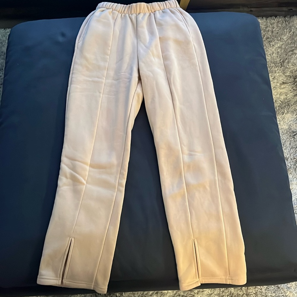 Orange Cream Sweatpants with Slit Detail